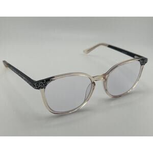 Zenni 4445023 Horned BLK/CLR W/Glitter Optical Eyeglass Frames Only
